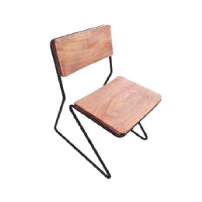 Rectangular Single Seater Chair – Brown Wooden Top with Iron Pipe Frame Manufacturers in Goa